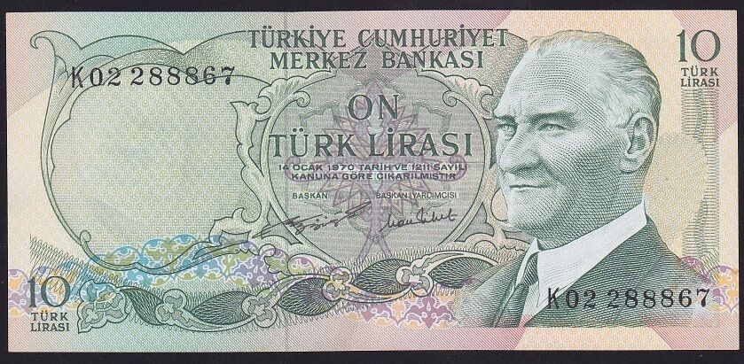 6.Emisyon 2.Tertip 10 Lira K02 288867 Ççt Çilaltı