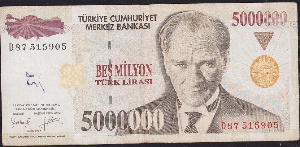 7.Emisyon 5 000 000 Lira D87 515905 Çok Temiz