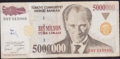 7.Emisyon 5 000 000 Lira D87 515905 Çok Temiz