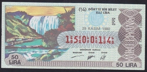 1980 29 KASIM ÇEYREK BİLET - E SERİSİ