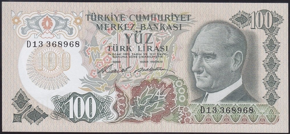 6.EMİSYON 1.TERTİP 100 LİRA D13 368968 ÇİLALTI