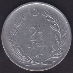 1962 Yılı 2.5 Lira Düz