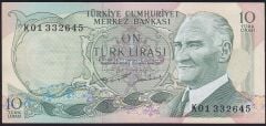 6.Emisyon 2.Tertip 10 Lira K01 332645 Ççt Çilaltı