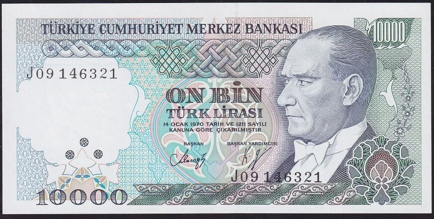 7.Emisyon 4.Tertip 10000 Lira J09 146321 Çilaltı Çil