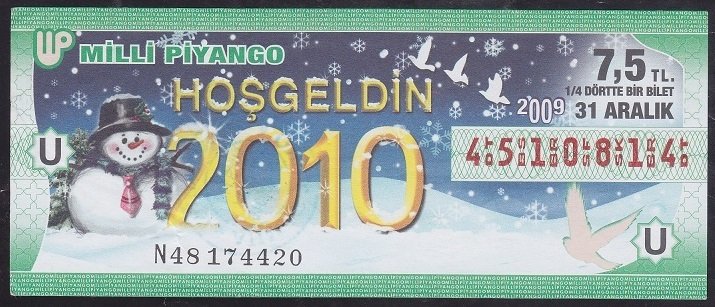 2009 31 ARALIK ÇEYREK BİLET – U SERİSİ