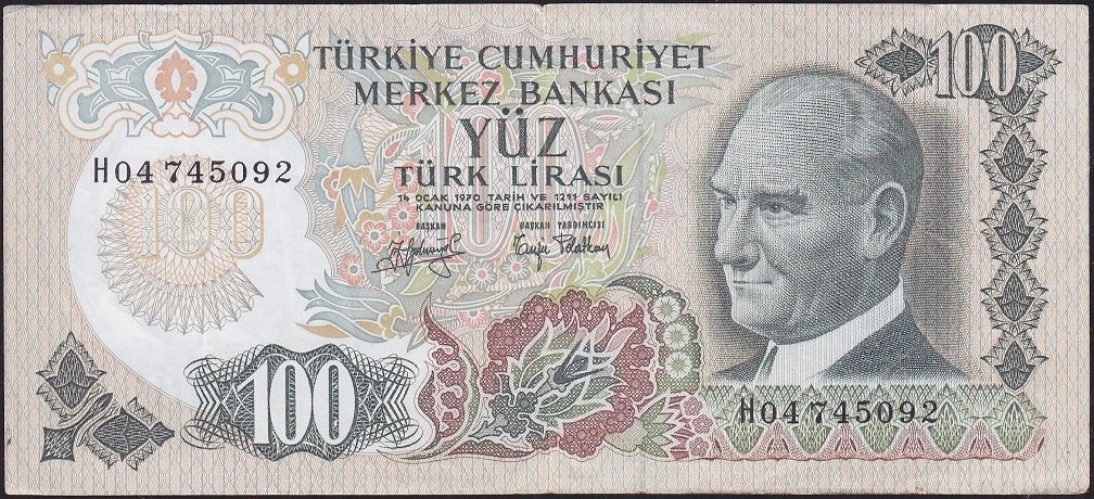 6.Emisyon 2.Tertip 100 Lira H04 745092 Çok Temiz+