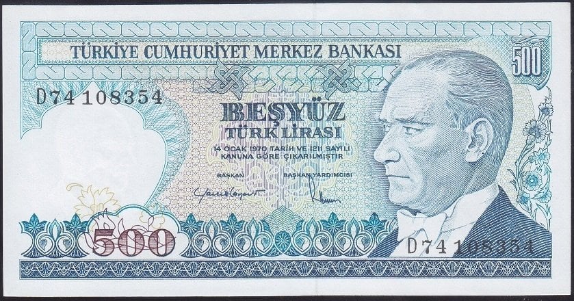 7.Emisyon 2.Tertip 500 Lira D74 108354 Çilaltı Çil