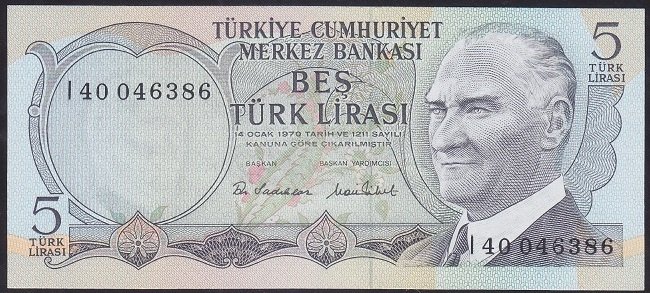 6.EMİSYON 2.TERTİP 5 LİRA I40 046386 ÇİLALTI ÇİL