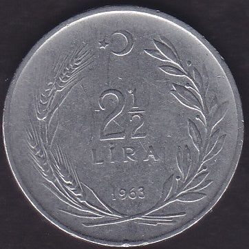 1963 Yılı 2.5 Lira Düz