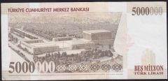7.Emisyon 5 000 000 Lira F60 465488 Çok Temiz+