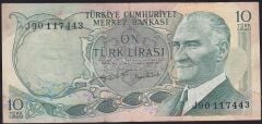 6.Emisyon 2.Tertip 10 Lira J90 117443 Çok Temiz