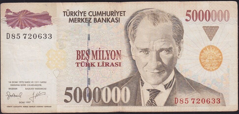 7.Emisyon 5 000 000 Lira D85 720633 Çok Temiz