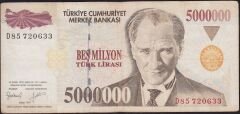 7.Emisyon 5 000 000 Lira D85 720633 Çok Temiz