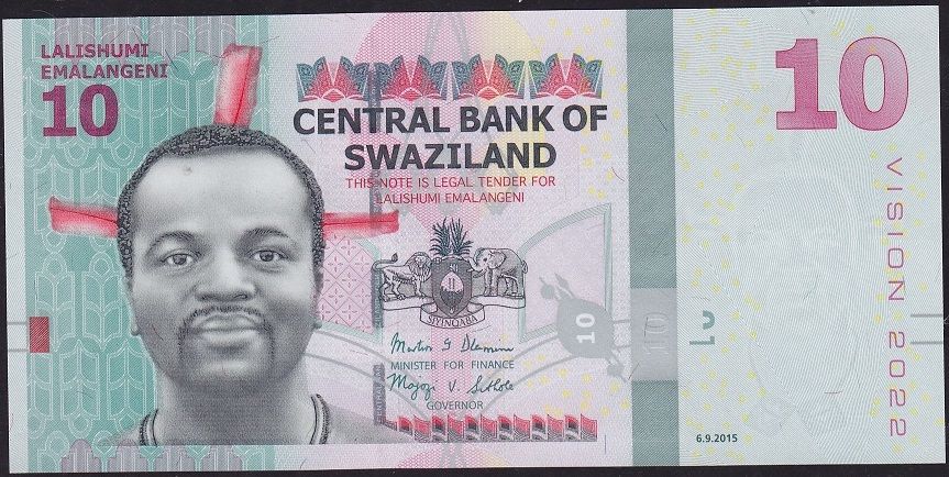 Swaziland 10 Emalangeni 2015 Çil Pick 41