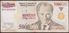 7.Emisyon 5 000 000 Lira B59 485968 Çok Temiz