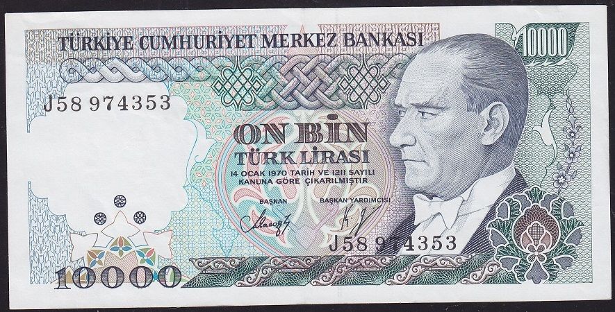 7.Emisyon 4.Tertip 10000 Lira J58 974353 Çok Çok Temiz+