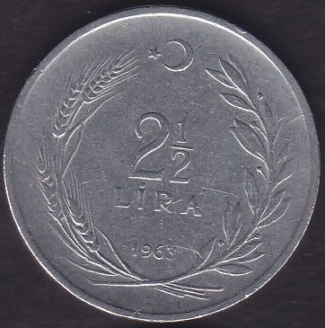 1963 Yılı 2.5 Lira Ters