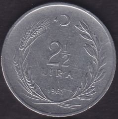 1963 Yılı 2.5 Lira Ters