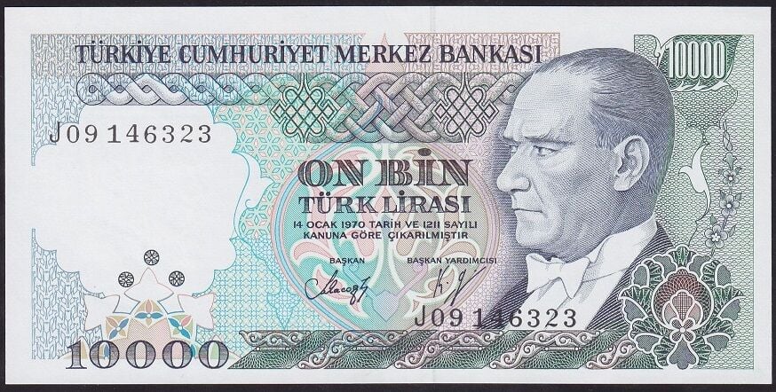 7.Emisyon 4.Tertip 10000 Lira J09 146323 Çilaltı Çil