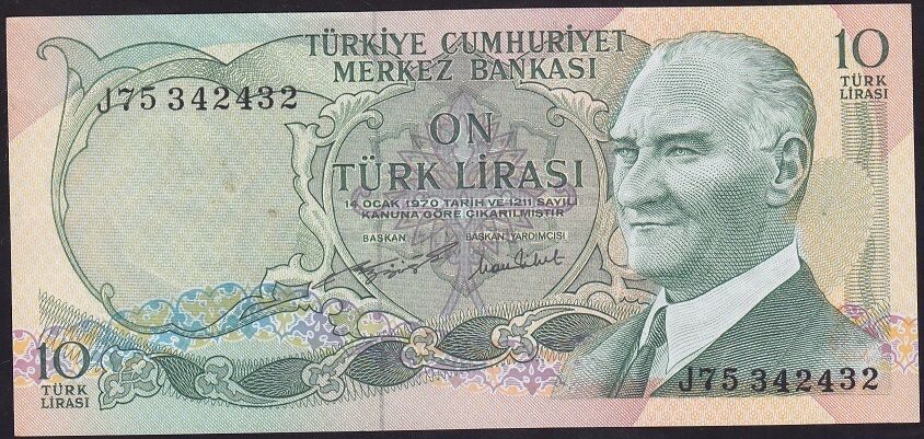 6.Emisyon 2.Tertip 10 Lira J75 342432 Çilaltı