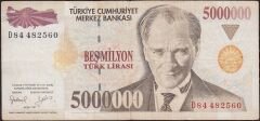 7.Emisyon 5 000 000 Lira D84 482560 Çok Temiz