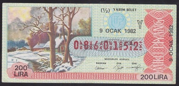 1982 9 OCAK YARIM BİLET - Y SERİSİ