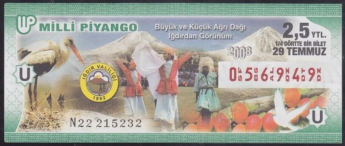 2008 29 TEMMUZ ÇEYREK BİLET U SERİSİ