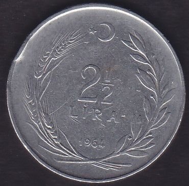 1964 Yılı 2.5 Lira Düz