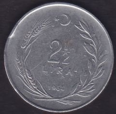 1964 Yılı 2.5 Lira Düz