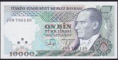 7.Emisyon 4.Tertip 10000 Lira J08 706140 Çilaltı Çil