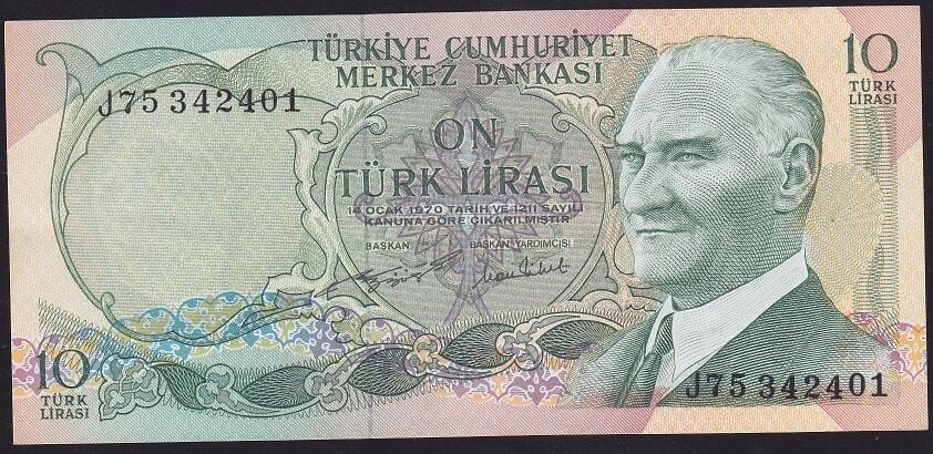 6.Emisyon 2.Tertip 10 Lira J75 3424XX Çilaltı Çil