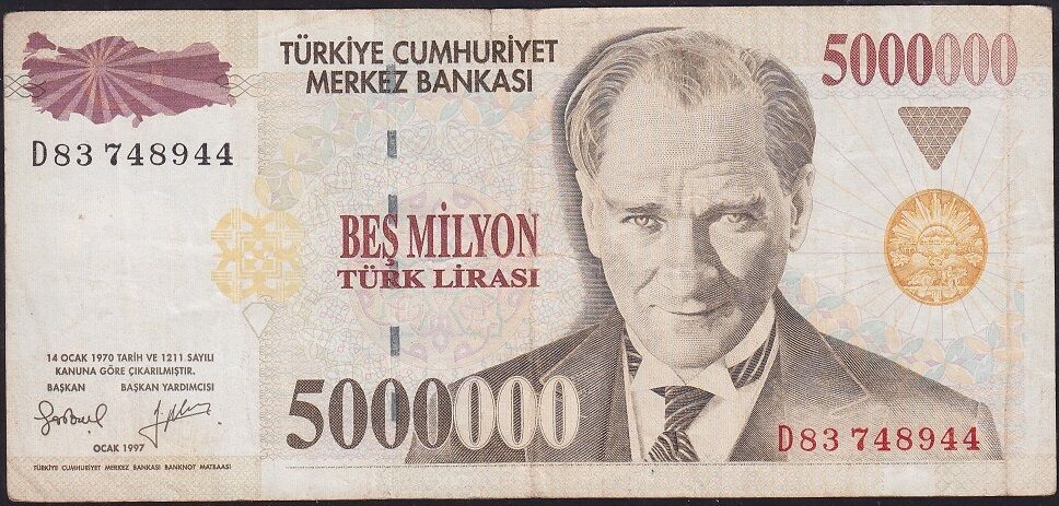 7.Emisyon 5 000 000 Lira D83 748944 Çok Temiz