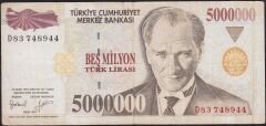 7.Emisyon 5 000 000 Lira D83 748944 Çok Temiz