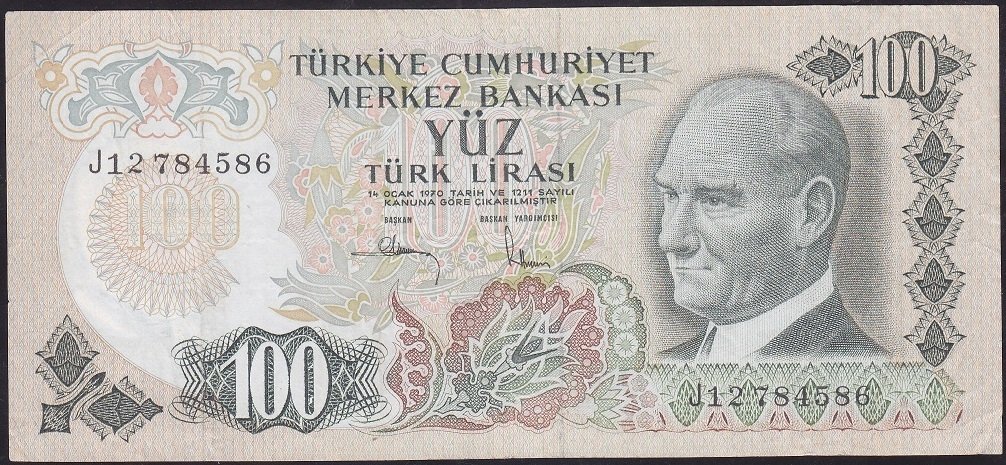 6.EMİSYON 3.TERTİP 100 LİRA J12 784586 ÇOK TEMİZ +