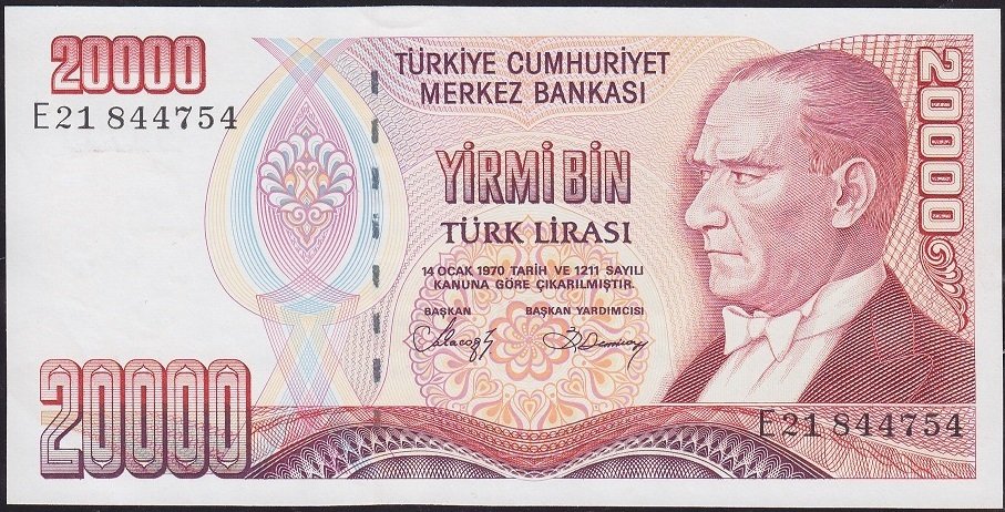 7.Emisyon 1.Tertip 20000 Lira E21 844754 Çilaltı Çil