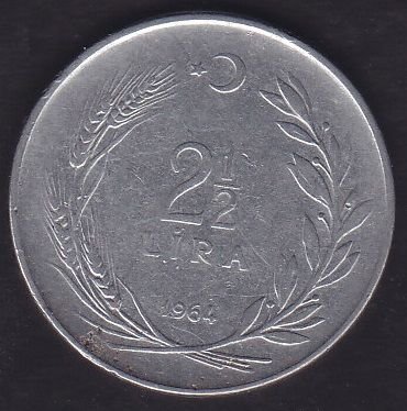 1964 Yılı 2.5 Lira Ters