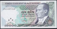 7.Emisyon 4.Tertip 10000 Lira J02 697318 Çilaltı Çil