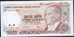 7.Emisyon 2.Tertip 5000 Lira B72 671782 Çil