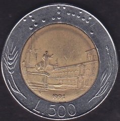 İtalya 500 Liret 1991