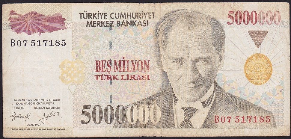 7.Emisyon 5 000 000 Lira B07 517185 Çok Temiz