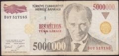 7.Emisyon 5 000 000 Lira B07 517185 Çok Temiz