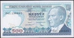 7.Emisyon 2.Tertip 500 Lira D61 136892 Çil