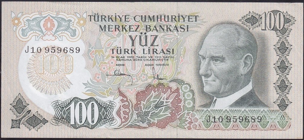 6.EMİSYON 3.TERTİP 100 LİRA J10 959689 ÇÇT ÇİLALTI