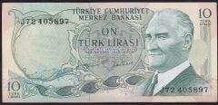 6.Emisyon 2.Tertip 10 Lira J72 405897 Çok Çok Temiz