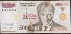 7.Emisyon 5 000 000 Lira D80 086995 Haliyle
