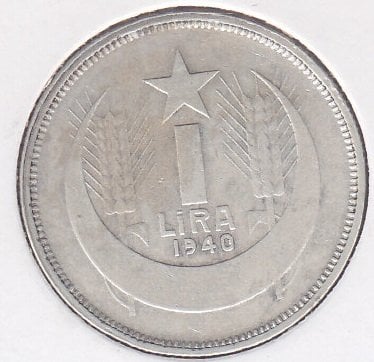 1940 Yılı 1 Lira Gümüş