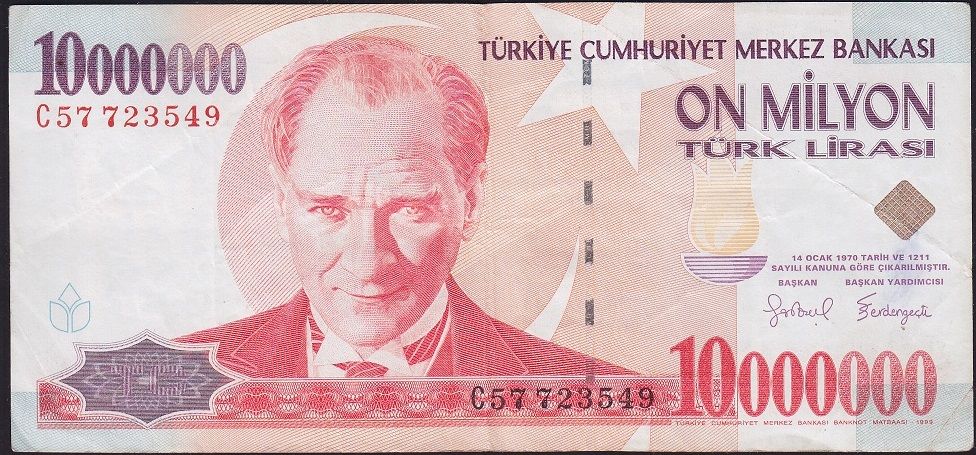 7.Emisyon 10 000 000 Lira C57 723549 Çok Temiz