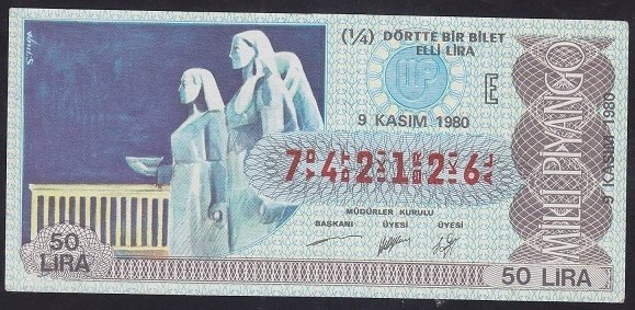 1980 9 KASIM ÇEYREK BİLET - E SERİSİ