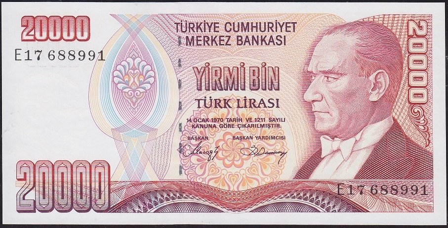 7.Emisyon 1.Tertip 20000 Lira E17 688991 Çilaltı Çil