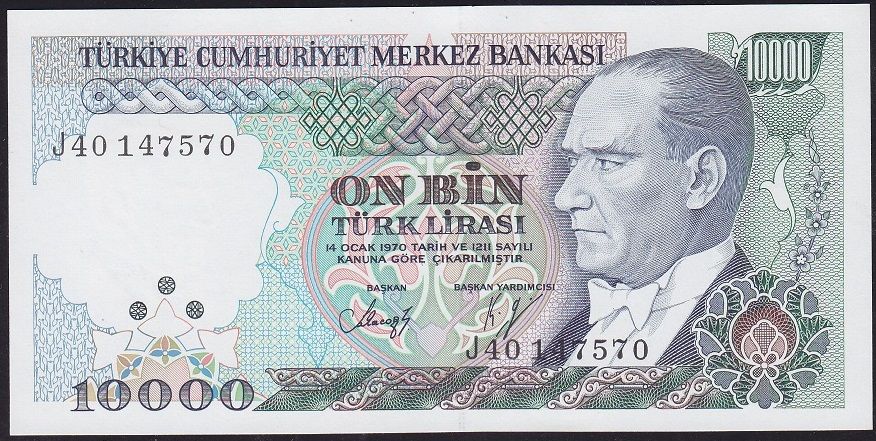 7.Emisyon 4.Tertip 10000 Lira J40 147570 Çil